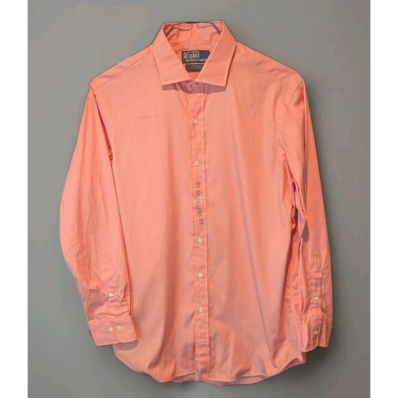 NEW Polo Ralph Lauren Estate Custom Fit LS Shirt Size 16 32/33 Orange Coral NWT - Picture 1 of 11